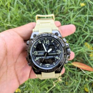 G-Shock Black and light green Addition Metal Body Sports Watch